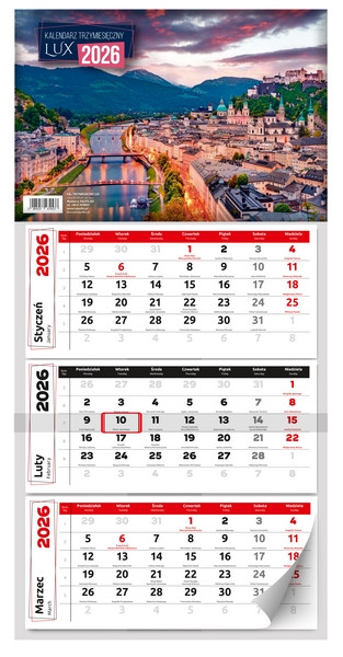 Kalendarz ścienny trzymiesięczny LUX CAMC260LX2 Kalpol